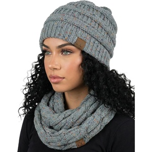 image:imageFunky Junque Beanie amp Infinity Scarf Gift Set  Matching Winter Accessories Sets for Women Soft Knit Hat and Scarf BundleA Confetti Dove Grey Design