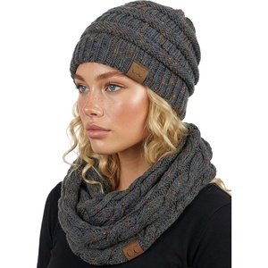image:imageFunky Junque Beanie amp Infinity Scarf Gift Set  Matching Winter Accessories Sets for Women Soft Knit Hat and Scarf BundleA Confetti Melange Grey Design