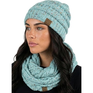 image:imageFunky Junque Beanie amp Infinity Scarf Gift Set  Matching Winter Accessories Sets for Women Soft Knit Hat and Scarf BundleA Confetti Mint Design