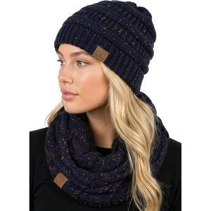 image:imageFunky Junque Beanie amp Infinity Scarf Gift Set  Matching Winter Accessories Sets for Women Soft Knit Hat and Scarf BundleA Confetti Navy Design