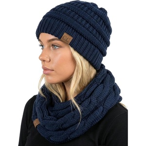 image:imageFunky Junque Beanie amp Infinity Scarf Gift Set  Matching Winter Accessories Sets for Women Soft Knit Hat and Scarf BundleNavy