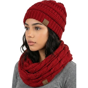 image:imageFunky Junque Beanie amp Infinity Scarf Gift Set  Matching Winter Accessories Sets for Women Soft Knit Hat and Scarf BundleRed