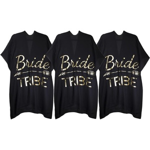 image:imageFunky Junque Bridal Beach Cover Up for Women  Bachelorette Party Shawl Wedding Bride Cover Up Wrap3 Pack Bride Tribe  Black