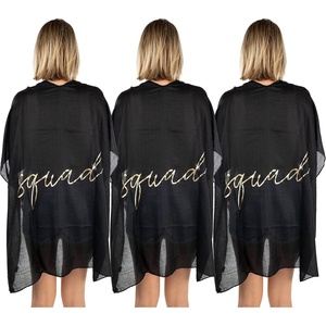 image:imageFunky Junque Bridal Beach Cover Up for Women  Bachelorette Party Shawl Wedding Bride Cover Up Wrap3 Pack Squad  BlackGold
