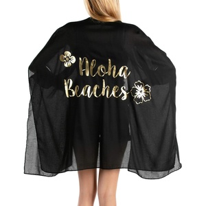 image:imageFunky Junque Bridal Beach Cover Up for Women  Bachelorette Party Shawl Wedding Bride Cover Up WrapAloha Beaches  BlackGold