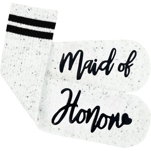image:imageFunky Junque Bride Crew Socks Bachelorette Wedding Party Gift  Soft crewlength bride socks with chic bridal design for bachelorette parties spa days showers amp weddingsMaid of Honor Confetti Ivory