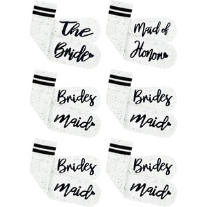 image:imageFunky Junque Bride Crew Socks Bachelorette Wedding Party Gift  Soft crewlength bride socks with chic bridal design for bachelorette parties spa days showers amp weddings6 Pack the Bride  Maid of Honor  4 Bridesmaid Confetti