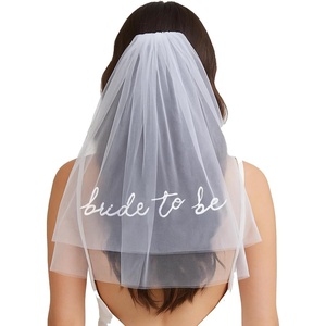 image:imageFunky Junque Bride to Be Veil Satin Tulle Bachelorette Headpiece  Doublelayered tulle veil with Bride To Be embroidery for bachelorette parties bridal showers photos amp keepsakesBride to Be  White