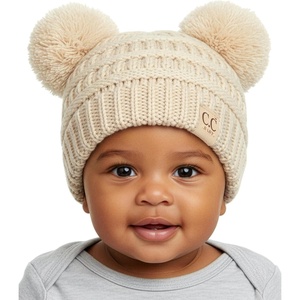 image:imageFunky Junque Double Pom Pom Baby Beanie  Newborn Girl Winter Hat 012 Months Cute Cozy Knit Infant Beanies for Cold WeatherBeige  Double Pom