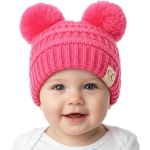 image:imageFunky Junque Double Pom Pom Baby Beanie  Newborn Girl Winter Hat 012 Months Cute Cozy Knit Infant Beanies for Cold WeatherCandy Pink  Double Pom