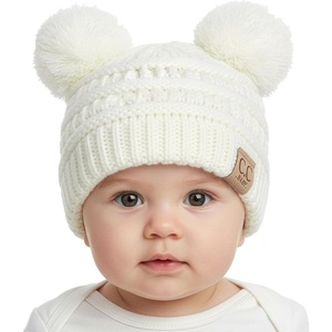 image:imageFunky Junque Double Pom Pom Baby Beanie  Newborn Girl Winter Hat 012 Months Cute Cozy Knit Infant Beanies for Cold WeatherIvory  Double Pom