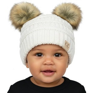 image:imageFunky Junque Double Pom Pom Baby Beanie  Newborn Girl Winter Hat 012 Months Cute Cozy Knit Infant Beanies for Cold WeatherIvory  Faux Fur Pom 2 Pom