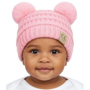 image:imageFunky Junque Double Pom Pom Baby Beanie  Newborn Girl Winter Hat 012 Months Cute Cozy Knit Infant Beanies for Cold WeatherPale Pink  Double Pom