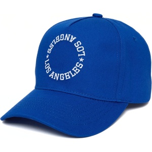 image:imageFunky Junque Embroidered Circle City Trucker Hat Mens Snapback Cap  Cotton trucker cap with embroidered city graphic for game day sports gifting amp everyday street styleLos Angeles  Blue