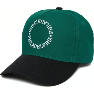 image:imageFunky Junque Embroidered Circle City Trucker Hat Mens Snapback Cap  Cotton trucker cap with embroidered city graphic for game day sports gifting amp everyday street stylePhiladelphia  GreenBlack