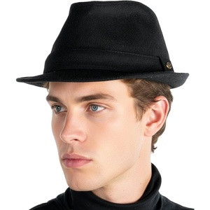 image:imageFunky Junque Fedora Hats for Men  Classic Wool Blend Trilby Dress Hat Short Brim Mens Fedoras for Formal amp Casual WearBlack