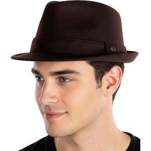 image:imageFunky Junque Fedora Hats for Men  Classic Wool Blend Trilby Dress Hat Short Brim Mens Fedoras for Formal amp Casual WearBrown