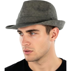 image:imageFunky Junque Fedora Hats for Men  Classic Wool Blend Trilby Dress Hat Short Brim Mens Fedoras for Formal amp Casual WearHerringbone BrownBlack