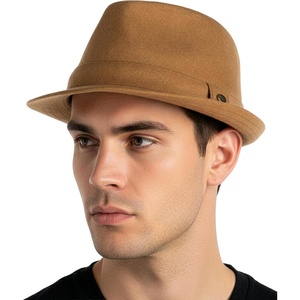 image:imageFunky Junque Fedora Hats for Men  Classic Wool Blend Trilby Dress Hat Short Brim Mens Fedoras for Formal amp Casual WearTan