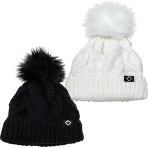 image:imageFunky Junque Fleece Lined Baby Beanie  Soft Cozy Cable Knit Winter Hat with Pom Pom for Infants 012 Months2 Pack Black  White