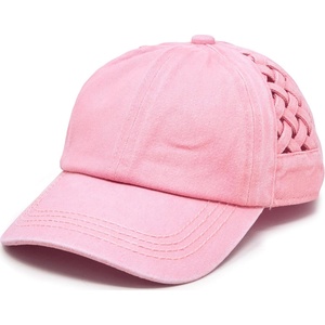 image:imageFunky Junque Girls Criss Cross Ponytail Baseball Cap Kids Messy Bun Hat  Lightweight mesh cap with criss cross elastic bands for camping playgrounds softball volleyball amp recessBasketweave Pink
