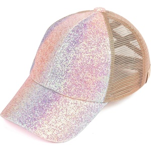 image:imageFunky Junque Girls Criss Cross Ponytail Baseball Cap Kids Messy Bun Hat  Lightweight mesh cap with criss cross elastic bands for camping playgrounds softball volleyball amp recessChunky Glitter Ombre  Unicorn Inspired Colors
