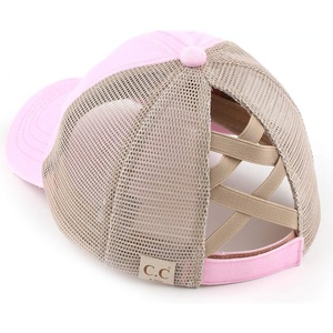 image:imageFunky Junque Girls Criss Cross Ponytail Baseball Cap Kids Messy Bun Hat  Lightweight mesh cap with criss cross elastic bands for camping playgrounds softball volleyball amp recessLight Pink Washed
