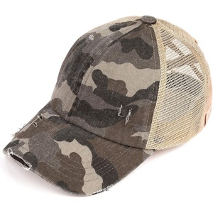 image:imageFunky Junque Girls Criss Cross Ponytail Baseball Cap Kids Messy Bun Hat  Lightweight mesh cap with criss cross elastic bands for camping playgrounds softball volleyball amp recessGrey Camo