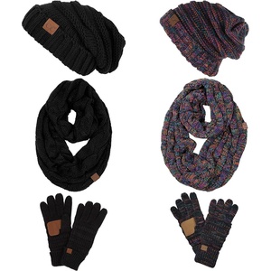 image:imageFunky Junque Hat Scarf Glove Set for Women  Matching Winter Set with Oversized Slouchy Beanie Infinity Scarf amp Cozy Gloves2 Pack Black  Black Multi