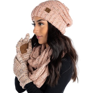 image:imageFunky Junque Hat Scarf Glove Set for Women  Matching Winter Set with Oversized Slouchy Beanie Infinity Scarf amp Cozy GlovesConfetti Indi Pink