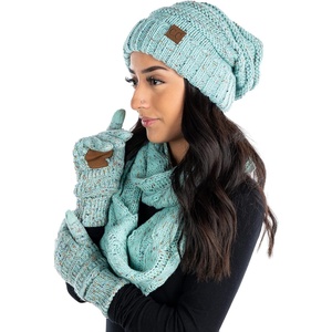 image:imageFunky Junque Hat Scarf Glove Set for Women  Matching Winter Set with Oversized Slouchy Beanie Infinity Scarf amp Cozy GlovesConfetti Mint