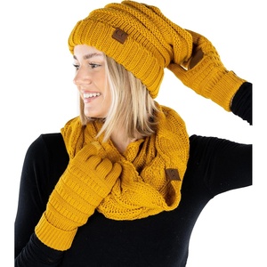 image:imageFunky Junque Hat Scarf Glove Set for Women  Matching Winter Set with Oversized Slouchy Beanie Infinity Scarf amp Cozy GlovesMustard