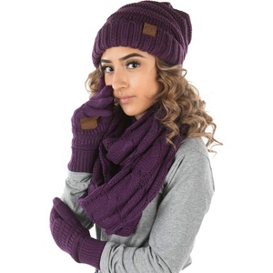 image:imageFunky Junque Hat Scarf Glove Set for Women  Matching Winter Set with Oversized Slouchy Beanie Infinity Scarf amp Cozy GlovesPurple