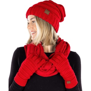 image:imageFunky Junque Hat Scarf Glove Set for Women  Matching Winter Set with Oversized Slouchy Beanie Infinity Scarf amp Cozy GlovesRed
