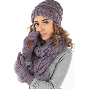 image:imageFunky Junque Hat Scarf Glove Set for Women  Matching Winter Set with Oversized Slouchy Beanie Infinity Scarf amp Cozy GlovesViolet