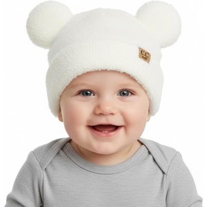 image:imageFunky Junque Infant Teddy Bear Beanie  Adorable Cozy Winter Knit Hat for Babies Warm Soft Baby Beanie CapIvory