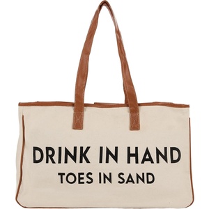 image:imageFunky Junque Large Canvas Tote Bag Womens Beach Shoulder Purse  Oversized canvas tote with interior slip pocket for beach trips pool park farmers markets amp grocery runsDrink in Hand Toes in Sand