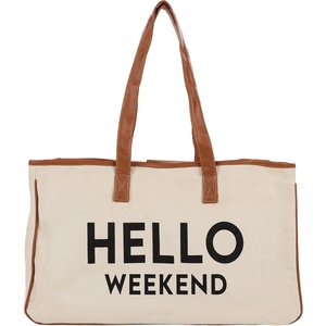 image:imageFunky Junque Large Canvas Tote Bag Womens Beach Shoulder Purse  Oversized canvas tote with interior slip pocket for beach trips pool park farmers markets amp grocery runsHello Weekend