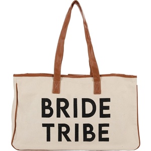 image:imageFunky Junque Large Canvas Tote Bag Womens Beach Shoulder Purse  Oversized canvas tote with interior slip pocket for beach trips pool park farmers markets amp grocery runsBride Tribe