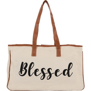 image:imageFunky Junque Large Canvas Tote Bag Womens Beach Shoulder Purse  Oversized canvas tote with interior slip pocket for beach trips pool park farmers markets amp grocery runsBlessed