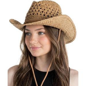 image:imageFunky Junque Open Weave Cowboy Hats for Women  Lightweight Western Retro Beach Straw Cowgirl Hat Concerts Festivals and Western for WomenBendable Brim Open Weave W Chin Strap  Natural