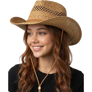 image:imageFunky Junque Open Weave Cowboy Hats for Women  Lightweight Western Retro Beach Straw Cowgirl Hat Concerts Festivals and Western for WomenOpen Weave W Chin Strap  Natural