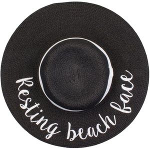 image:imageFunky Junque Panama Sun Hat Wide Brim Packable Straw Beach Cap  Natural straw Panama hat with wide packable brim for beaches pools vacations travel amp beachwearResting Beach Face Black