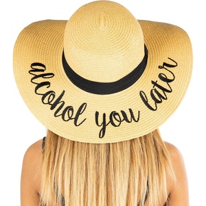 image:imageFunky Junque Panama Sun Hat Wide Brim Packable Straw Beach Cap  Natural straw Panama hat with wide packable brim for beaches pools vacations travel amp beachwearAlcohol You Later