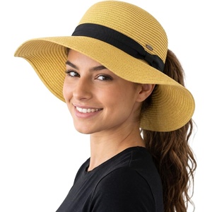 image:imageFunky Junque Paper Straw Sun Hat Packable Wide Brim Ponytail Hole  Lightweight paper sun hat with ponytail slot for the beach pool music festivals gardening amp boatingNatural