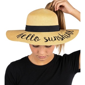 image:imageFunky Junque Paper Straw Sun Hat Packable Wide Brim Ponytail Hole  Lightweight paper sun hat with ponytail slot for the beach pool music festivals gardening amp boatingHello Sunshine