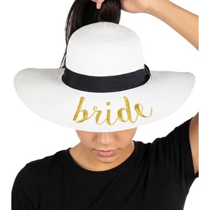 image:imageFunky Junque Paper Straw Sun Hat Packable Wide Brim Ponytail Hole  Lightweight paper sun hat with ponytail slot for the beach pool music festivals gardening amp boatingBride WhiteGold