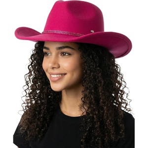 image:imageFunky Junque Rhinestone Cowboy Hat  Lightweight Sparkly Cowgirl Hat with Sun Protection Western Wear for WomenHot Pink Felt W Rhinestone String