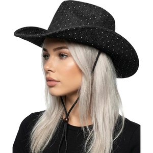image:imageFunky Junque Rhinestone Cowgirl Hat for Women  Sparkling rhinestones adjustable chin strap and breathable comfort for concerts festivals rodeos amp vacationsRhinestone W Chin Strap  Black