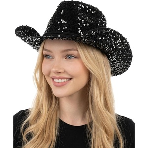 image:imageFunky Junque Sequin Cowgirl Hat for Women  Lightweight Sparkly Cowboy Hat with Sun Protection Concerts Festivals and Western for WomenBlack